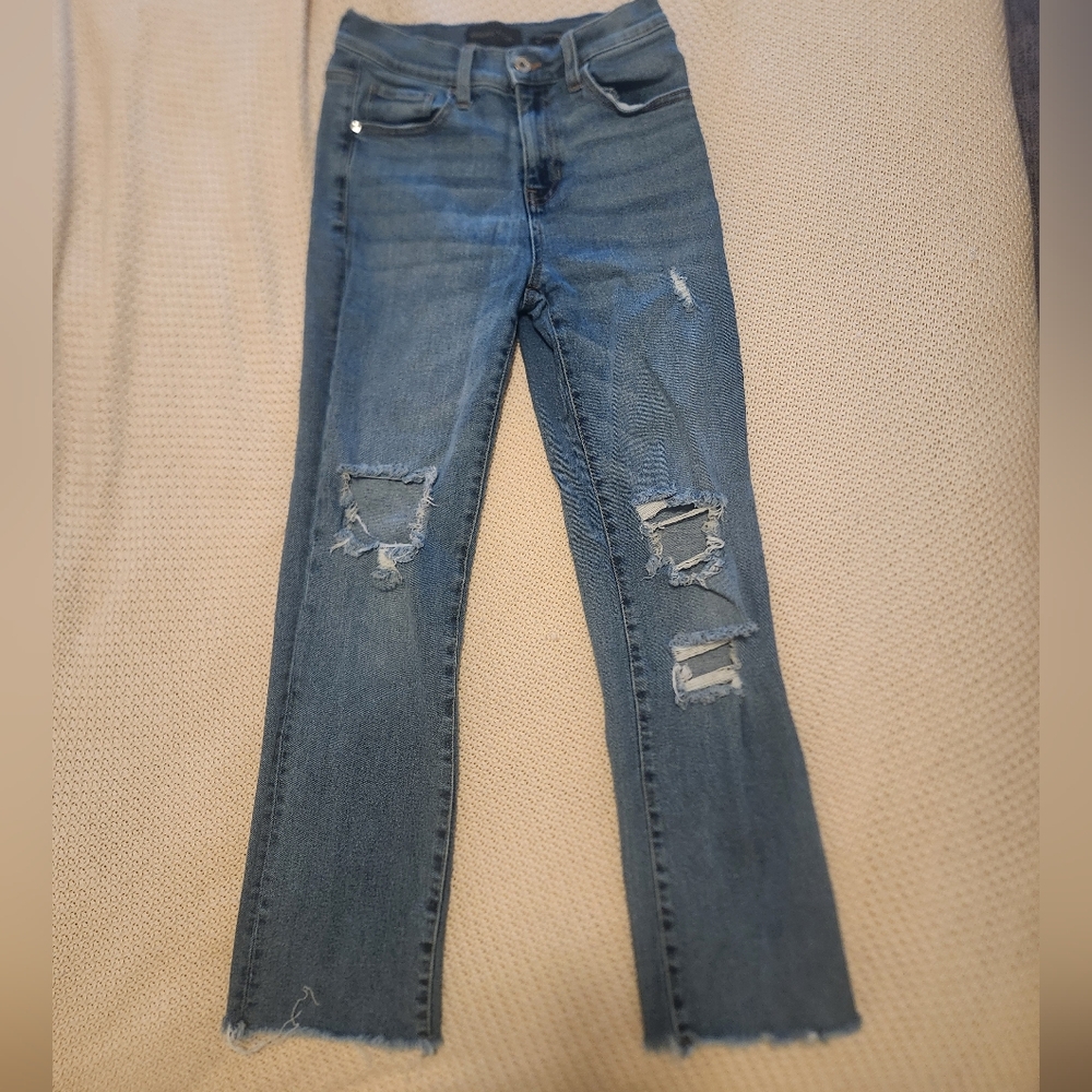 Kendall & Kylie Light Blue Distressed Straight Leg Jeans